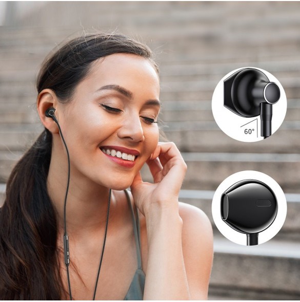 Joyroom In-Ear USB Typ C hörlurar med fjärrkontroll och mikrofon svart (JR-EC03 svart)