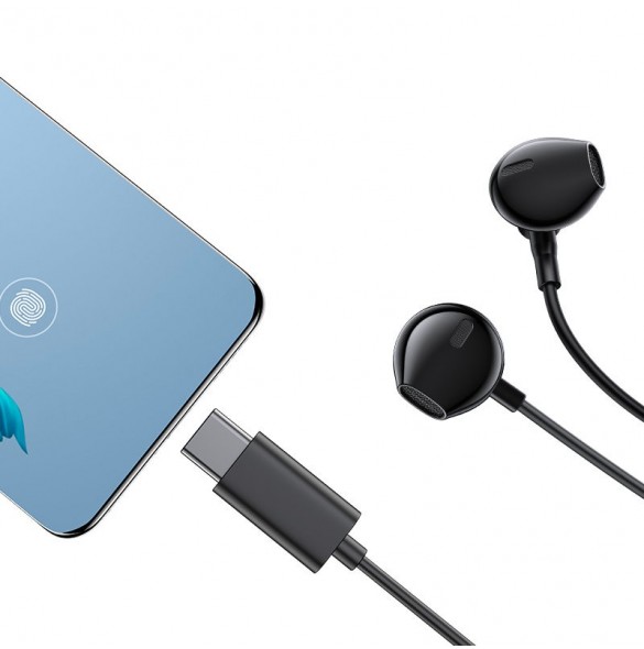 Joyroom In-Ear USB Typ C hörlurar med fjärrkontroll och mikrofon svart (JR-EC03 svart)