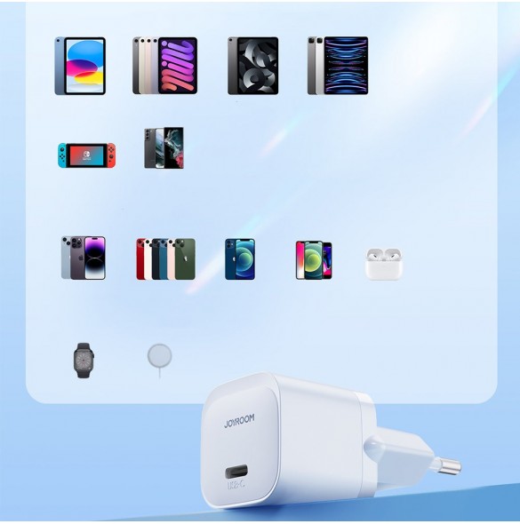 Mini USB C Laddare 20W PD med USB C-kabel - Lightning Joyroom JR-TCF02 - Vit