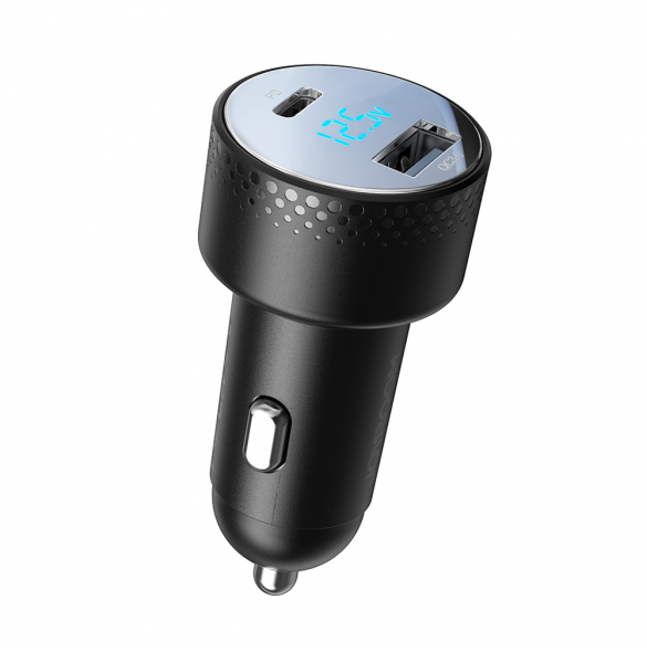 Billaddare med voltmeter 53W (USB C, USB) Joyroom JR-CCD01 svart
