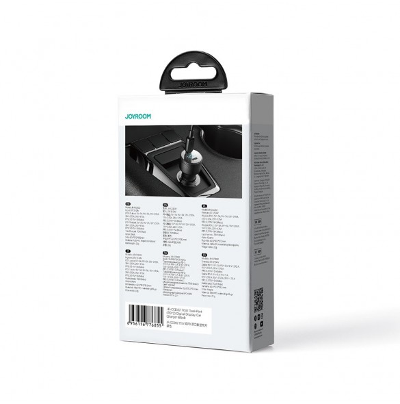 Billaddare med voltmeter 53W (USB C, USB) Joyroom JR-CCD01 svart