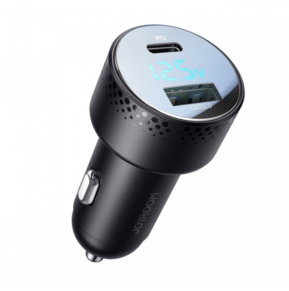 Billaddare med voltmeter 53W (USB C, USB) Joyroom JR-CCD01 svart