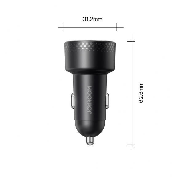Billaddare med voltmeter 53W (USB C, USB) Joyroom JR-CCD01 svart