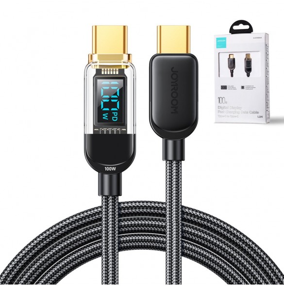 Joyroom USB C - USB C 100W kabel för snabb laddning och dataöverföring 1,2 m svart (S-CC100A4)