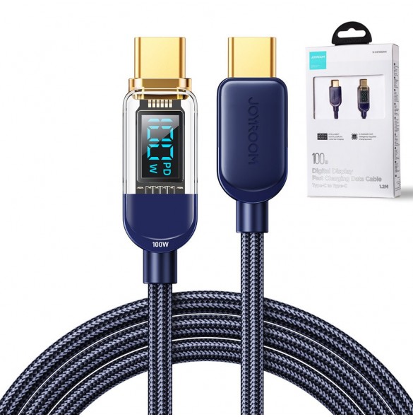 Joyroom USB C - USB C 100W kabel för snabb laddning och dataöverföring 1,2 m blå (S-CC100A4)