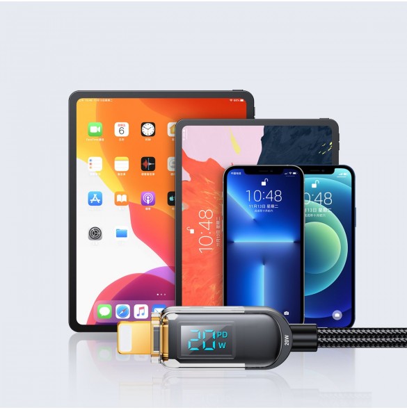 Joyroom USB C - Lightning 20W-kabel med laddningsströmdisplay 1,2 m svart (S-CL020A4)
