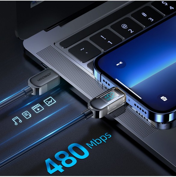 Joyroom USB C - Lightning 20W-kabel med laddningsströmdisplay 1,2 m svart (S-CL020A4)