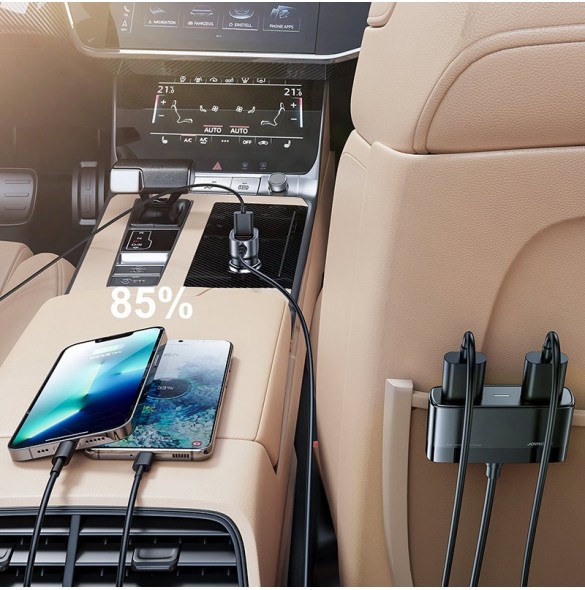 Joyroom snabb billaddare med förlängningskabel 45W 5xUSB-A svart (JR-CL03 Pro)