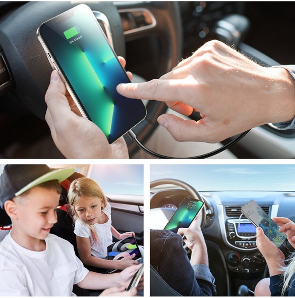 Joyroom snabb billaddare med förlängningskabel 45W 5xUSB-A svart (JR-CL03 Pro)