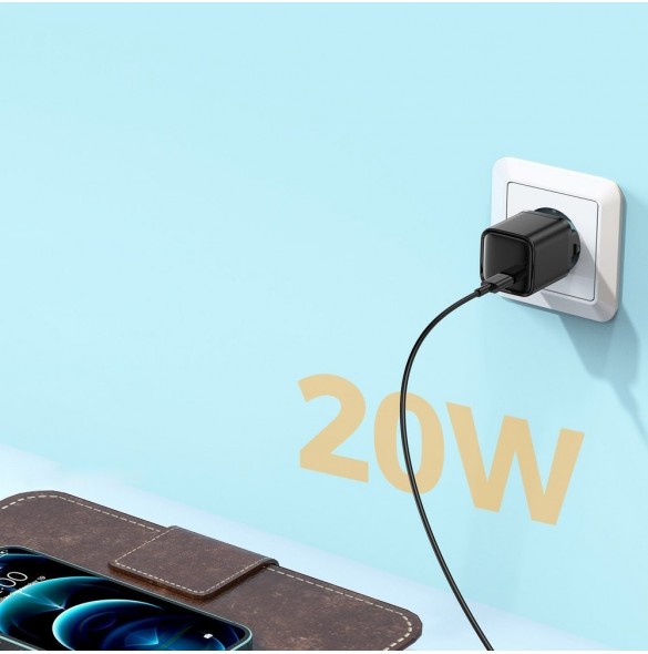 Joyroom snabb väggladdare USB Typ C 20W Power Delivery Quick Charge 3.0 AFC svart (L-P202)