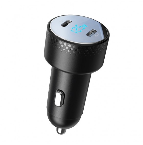 Billaddare 2x USB C 70W med LED display Joyroom JR-CCD02 - svart