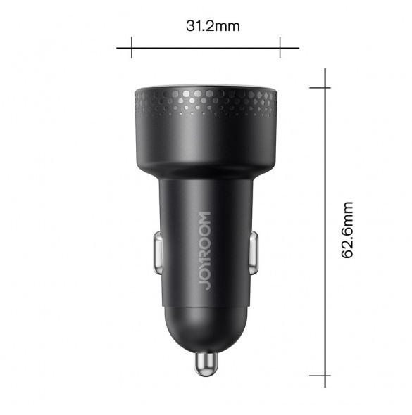 Billaddare 2x USB C 70W med LED display Joyroom JR-CCD02 - svart