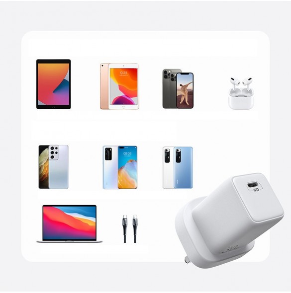 Joyroom väggladdare USB Typ C / USB 30W Strömförsörjning Snabbladdning 4,5A (UK-kontakt) vit (L-QP303)