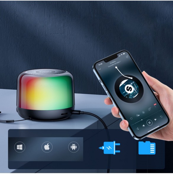 Joyroom bluetooth 5.1 RGB trådlös högtalare svart (JR-ML03)