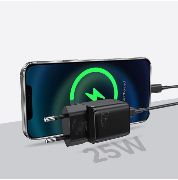 Joyroom Small Fast USB Typ C PD Laddare 25W EU-kontakt Svart (L-P251)