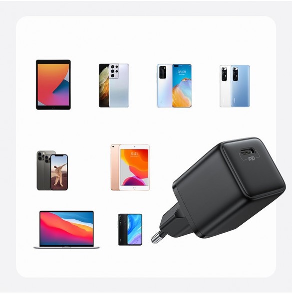 Joyroom Small Fast USB Typ C PD Laddare 25W EU-kontakt Svart (L-P251)