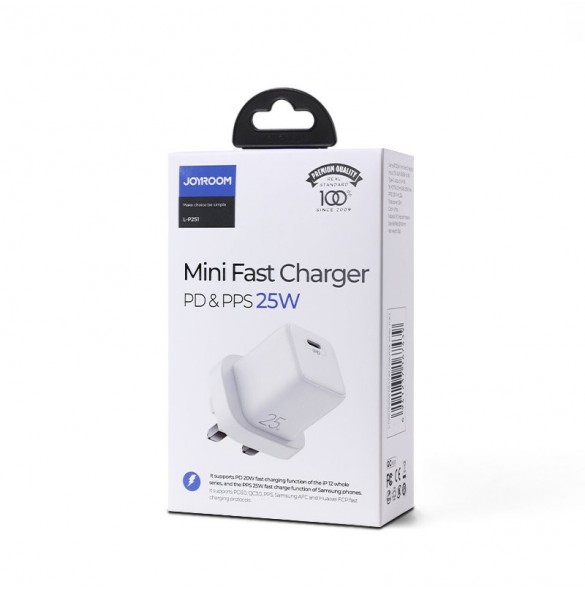 Joyroom liten snabbladdare USB Typ C PD 25W UK-kontakt svart (L-P251)
