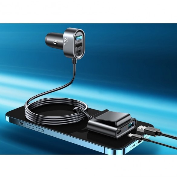 Joyroom billaddare 2xPD + 2xQC3.0 72W 1,5m svart (JR-CL05)