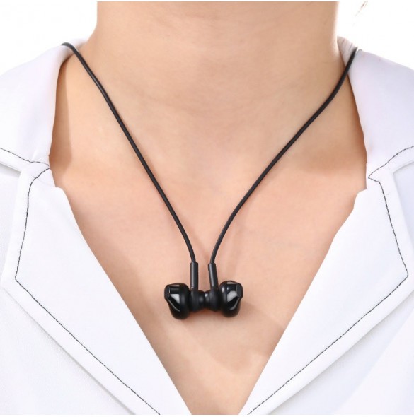 Joyroom trådlösa bluetooth sporthörlurar halsband svart (JR-D6)