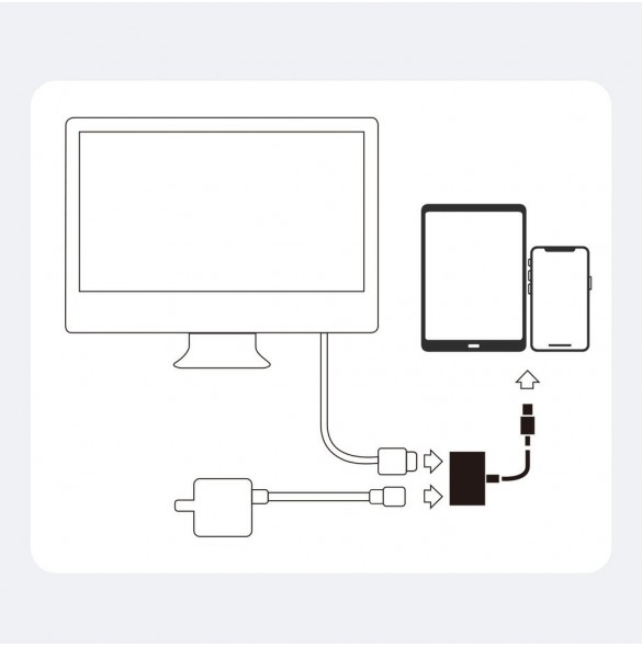 Joyroom-adapter Lightning (hane) till digital HDMI (hona) + Lightning (hona) FullHD 1080p 60Hz vit (S-H141 vit) adapter