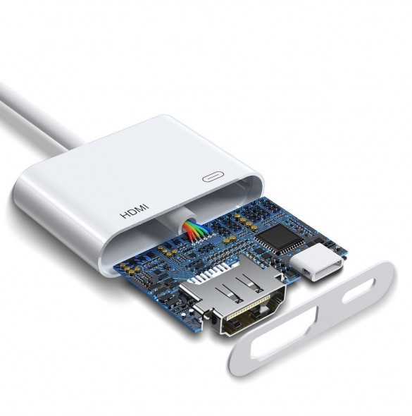 Joyroom-adapter Lightning (hane) till digital HDMI (hona) + Lightning (hona) FullHD 1080p 60Hz vit (S-H141 vit) adapter