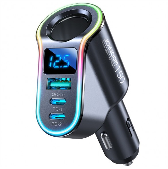 Joyroom snabb billaddare 4in1 USB-A QC3.0 / 2xUSB-C PD 150W svart (JR-CL21)