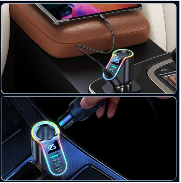 Joyroom snabb billaddare 4in1 USB-A QC3.0 / 2xUSB-C PD 150W svart (JR-CL21)