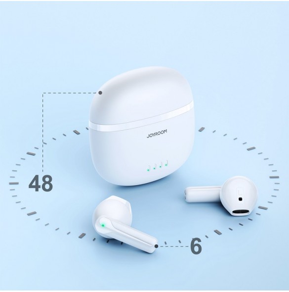 Joyroom TWS hörlurar trådlös ENC vattentät IPX4 Bluetooth 5.3 vit (JR-TL11)