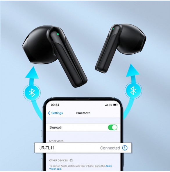 Joyroom hörlurar TWS trådlös ENC vattentät IPX4 Bluetooth 5.3 svart (JR-TL11)