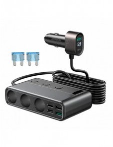 Joyroom 9in1 laptop billaddare 154W - 5x USB / 1x USB Typ C / 3x cigarettändaruttag Strömförsörjning / Snabbladdning / PPS / AFC