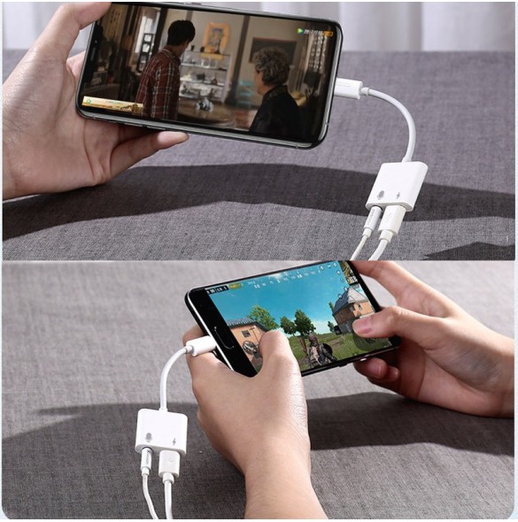 Joyroom universal Lightning-adapter - 3,5 mm minijack med laddningsport vit (S-Y105)