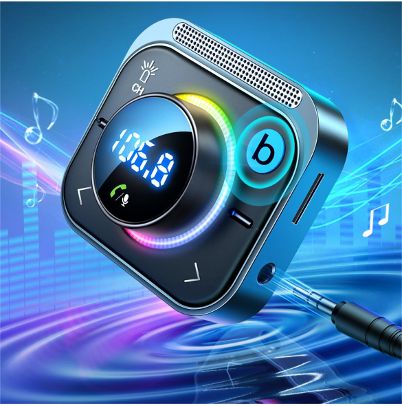 Joyroom FM-sändare / snabb billaddare 30W (2xUSB-A / USB-C PD) svart (JR-CL18)