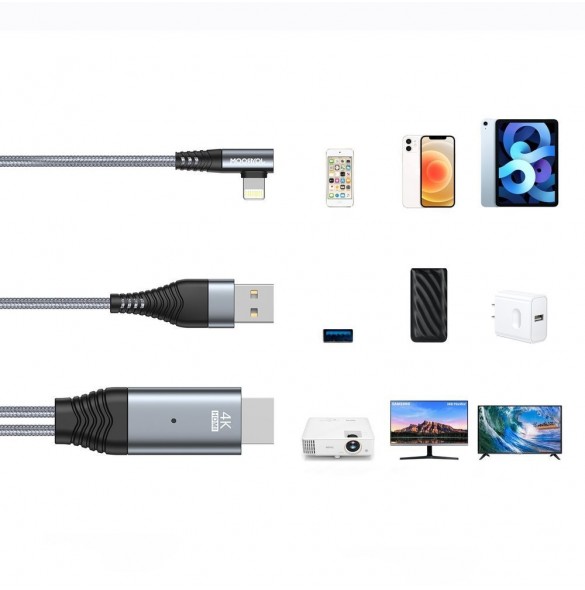 Joyroom Lightning till HDMI 4K 60Hz adapter skärm spegelvänd grå (SY-35L1)