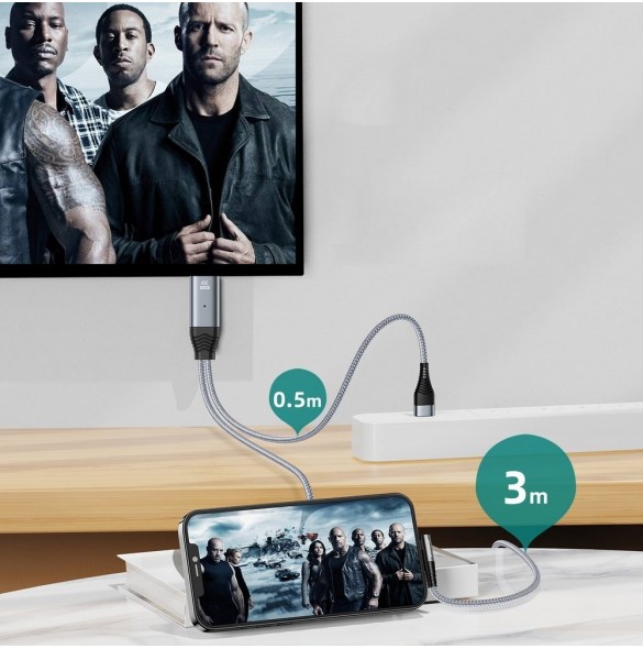 Joyroom Lightning till HDMI 4K 60Hz adapter skärm spegelvänd grå (SY-35L1)