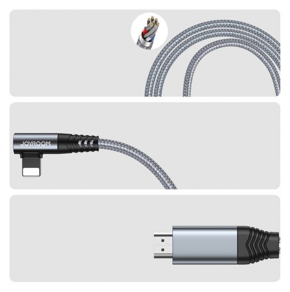 Joyroom Lightning till HDMI 4K 60Hz adapter skärm spegelvänd grå (SY-35L1)