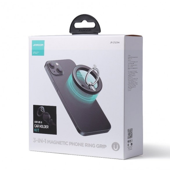 Joyroom kit multifunktionell magnetisk bilhållare ringtelefonstöd svart (JR-ZS294)