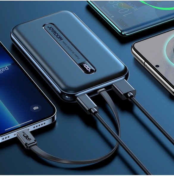 Joyroom powerbank med inbyggd Lightning-kabel 20W 10000mAh PD QC3.0 svart (JR-L001- Lightning)