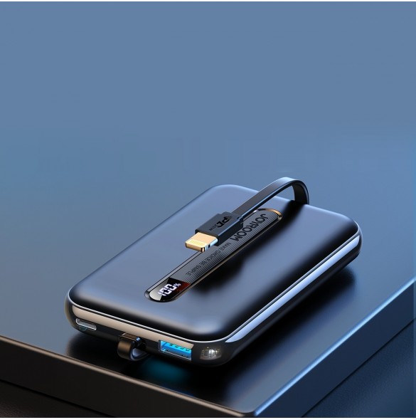 Joyroom powerbank med inbyggd Lightning-kabel 20W 10000mAh PD QC3.0 svart (JR-L001- Lightning)