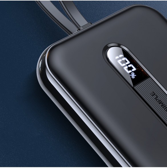 Joyroom powerbank med inbyggd Lightning-kabel 20W 10000mAh PD QC3.0 svart (JR-L001- Lightning)