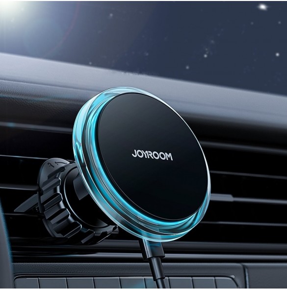 Joyroom Air Vent Biltelefonhållare med 15W Qi trådlös laddare (MagSafe-kompatibel) Silver (JR-ZS291)