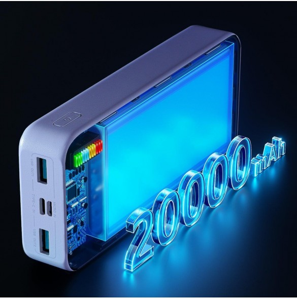 Joyroom powerbank 20000mAh Dazzling Series 12W vit (JR-T017)