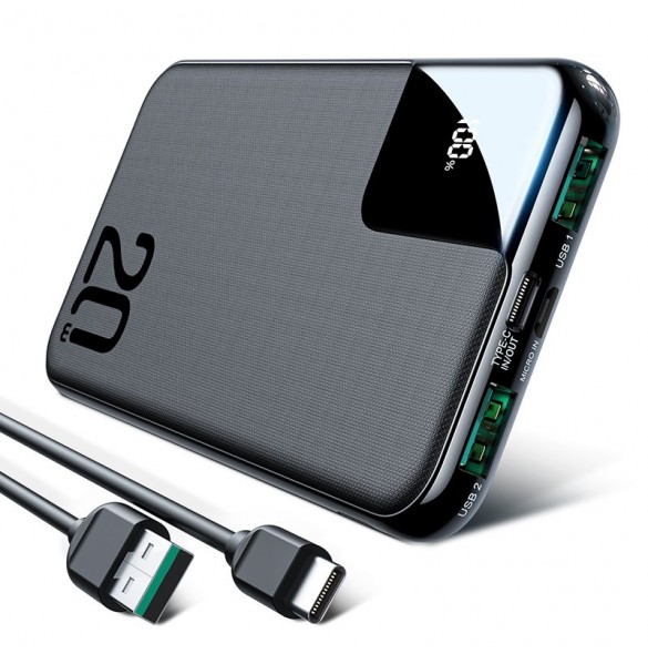 Joyroom Starchi powerbank 10000mAh 20W Strömleverans Snabbladdning 2x USB / 1x USB Typ C svart (JR-QP190)