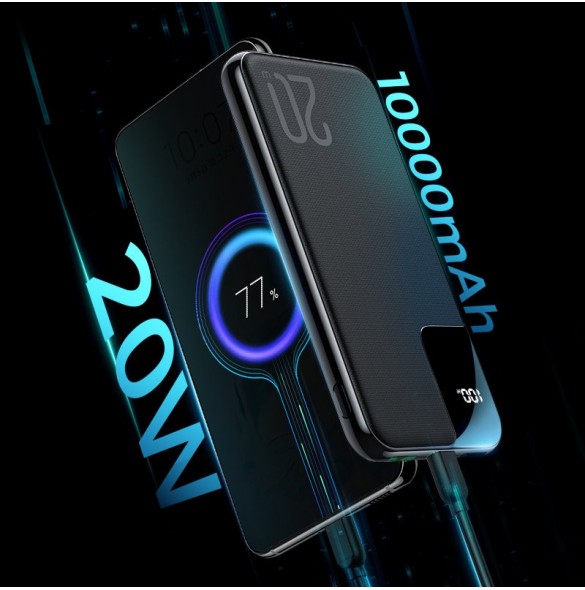 Joyroom Starchi powerbank 10000mAh 20W Strömleverans Snabbladdning 2x USB / 1x USB Typ C svart (JR-QP190)