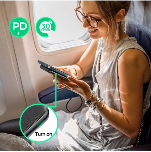 Joyroom Starchi powerbank 10000mAh 20W Strömleverans Snabbladdning 2x USB / 1x USB Typ C svart (JR-QP190)
