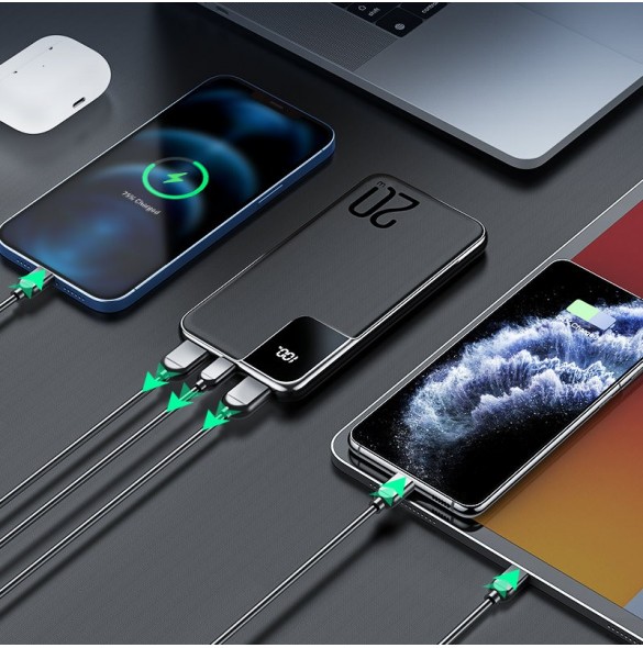 Joyroom Starchi powerbank 10000mAh 20W Strömleverans Snabbladdning 2x USB / 1x USB Typ C svart (JR-QP190)