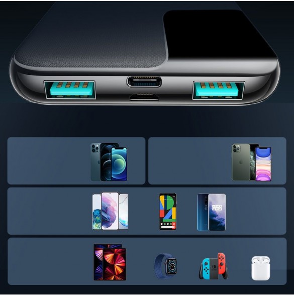 Joyroom Starchi powerbank 10000mAh 20W Strömleverans Snabbladdning 2x USB / 1x USB Typ C svart (JR-QP190)