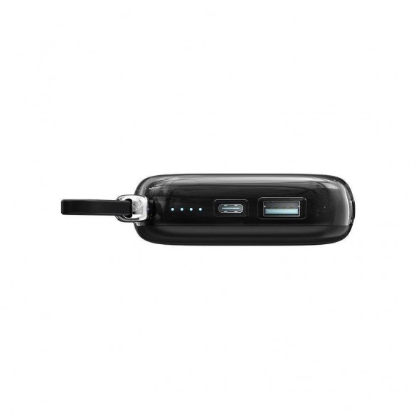 Joyroom powerbank 10000mAh Jelly Series 22,5W med inbyggd USB C-kabel svart (JR-L002)