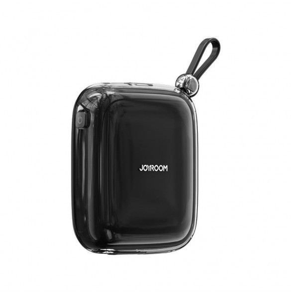 Joyroom powerbank 10000mAh Jelly Series 22,5W med inbyggd USB C-kabel svart (JR-L002)