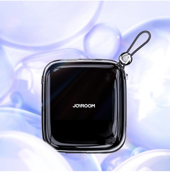 Joyroom powerbank 10000mAh Jelly Series 22,5W med inbyggd USB C-kabel svart (JR-L002)