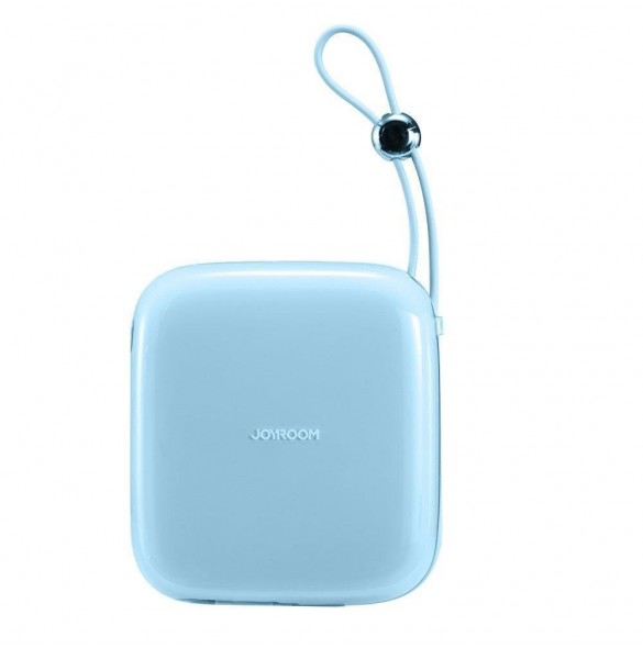 Joyroom powerbank 10000mAh Jelly Series 22,5W med inbyggd USB C-kabel blå (JR-L002)